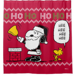 Erdnüsse | Snoopy & Woodstock Santa Bell Ringer Duschvorhang