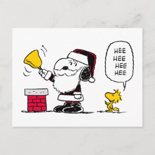 Erdnüsse Snoopy & Woodstock Santa Bell Ringer Postkarte