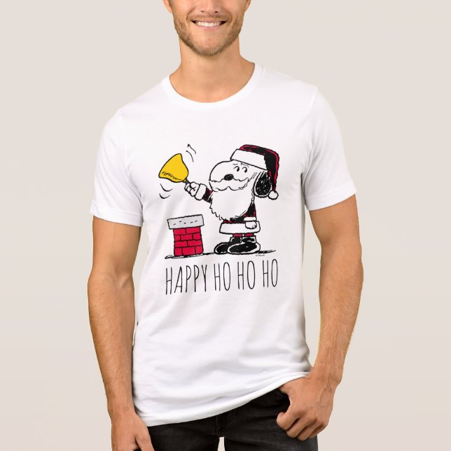 Erdnüsse | Snoopy & Woodstock Santa Bell Ringer Tri-Blend Shirt (Vorderseite)