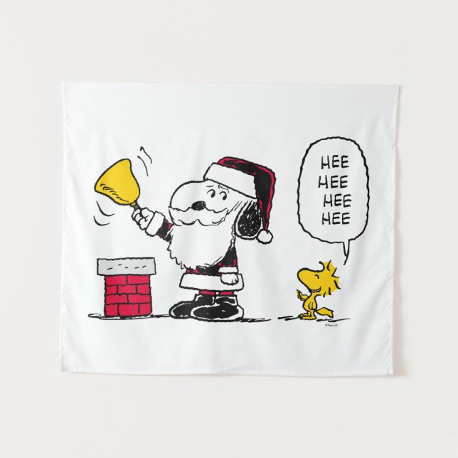 Erdnüsse | Snoopy & Woodstock Santa Bell Ringer Wandteppich (Vorderseite (Horizontal))
