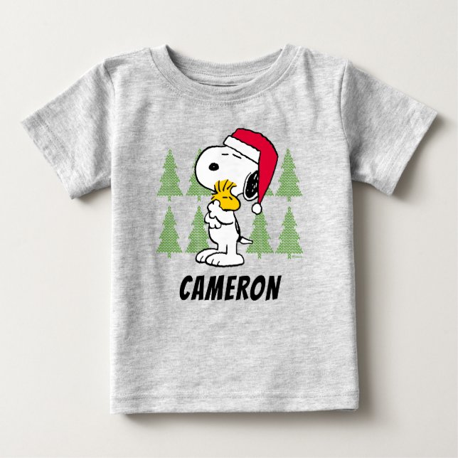 Erdnüsse | Snoopy & Woodstock Santa Claus Hug Baby T-shirt (Vorderseite)