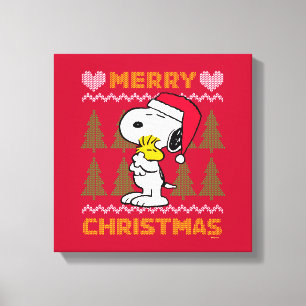 Erdnüsse   Snoopy & Woodstock Santa Claus Hug Leinwanddruck