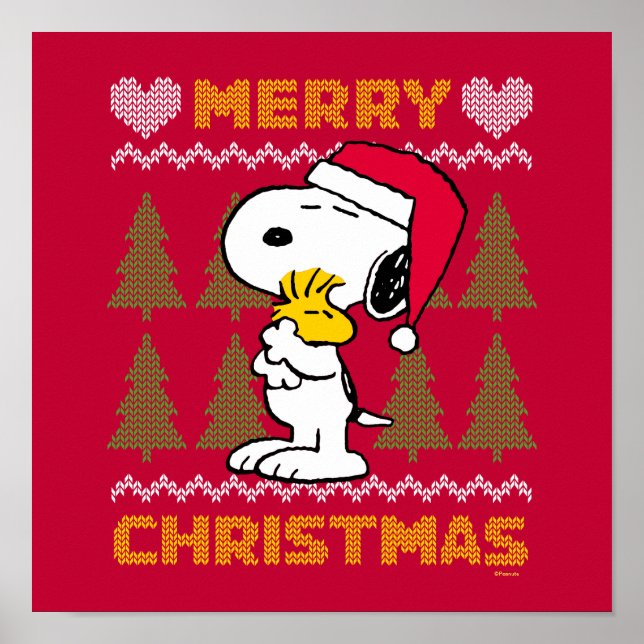 Erdnüsse | Snoopy & Woodstock Santa Claus Hug Poster (Vorne)