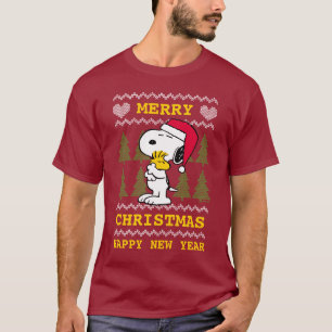 Erdnüsse Snoopy & Woodstock Santa Claus Hug T-Shirt