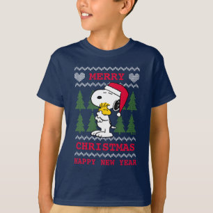 Erdnüsse Snoopy & Woodstock Santa Claus Hug T-Shirt