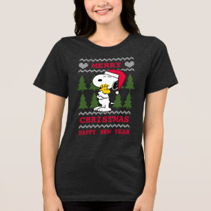 Erdnüsse Snoopy & Woodstock Santa Claus Hug Tri-Blend Shirt