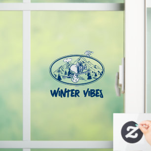 Erdnüsse Snoopy & Woodstock Skifahren Fensteraufkleber