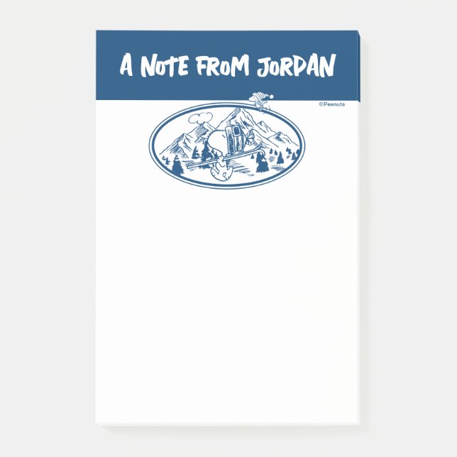 Erdnüsse | Snoopy & Woodstock Skifahren Post-it Klebezettel (Vorderseite)