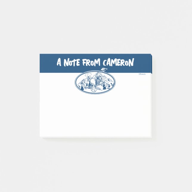 Erdnüsse | Snoopy & Woodstock Skifahren Post-it Klebezettel (Vorderseite)