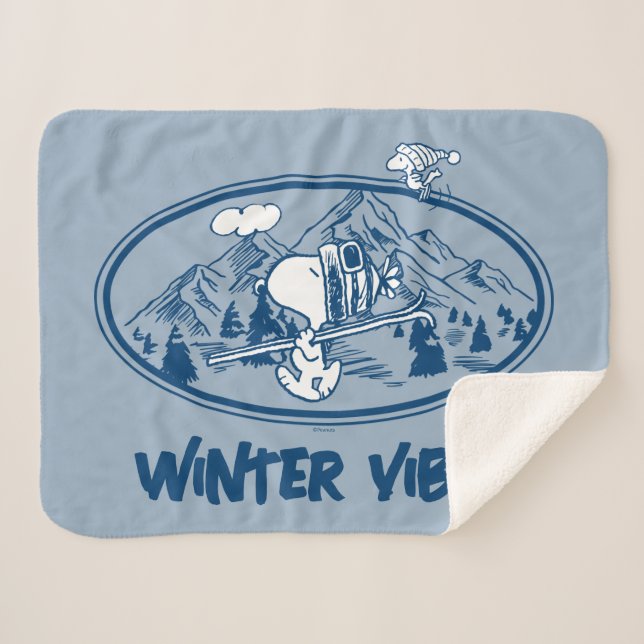 Erdnüsse | Snoopy & Woodstock Skifahren Sherpadecke (Vorderseite (Horizontal))