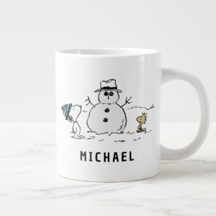 Erdnüsse   Snoopy & Woodstock Snowman   Name hinzu Jumbo-Tasse