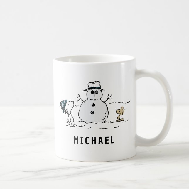 Erdnüsse | Snoopy & Woodstock Snowman | Name hinzu Kaffeetasse (Rechts)