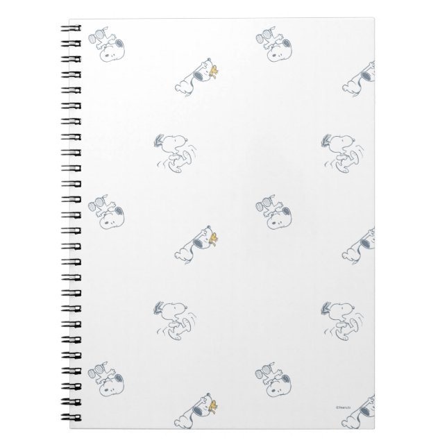 Erdnüsse | Snoopy & Woodstock Soft Grau Muster Notizblock (Vorderseite)