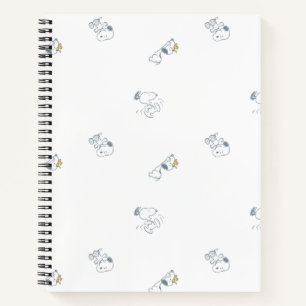 Erdnüsse Snoopy & Woodstock Soft Grau Muster Notizbuch