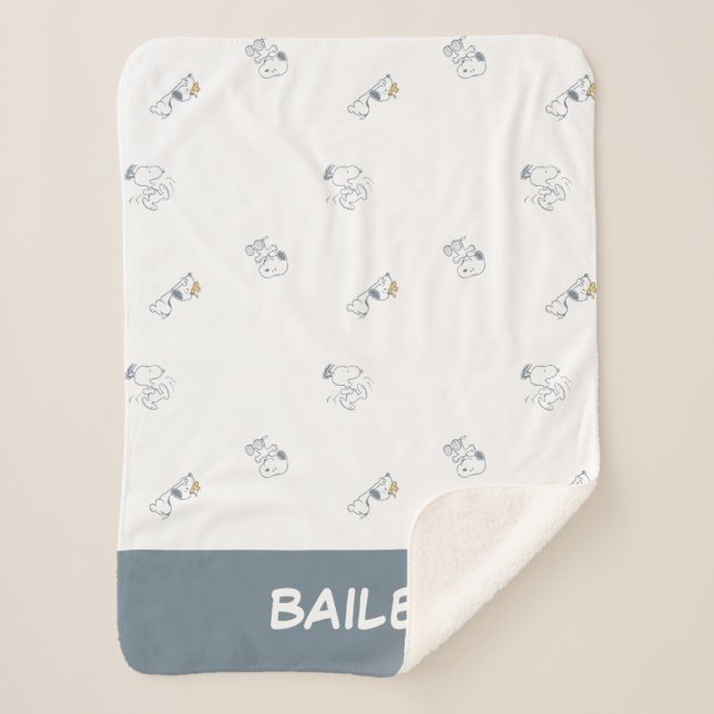 Erdnüsse | Snoopy & Woodstock Soft Grau Muster Sherpadecke (Vorderseite)