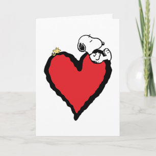 Erdnüsse   Snoopy & Woodstock Valentinherz Feiertagskarte