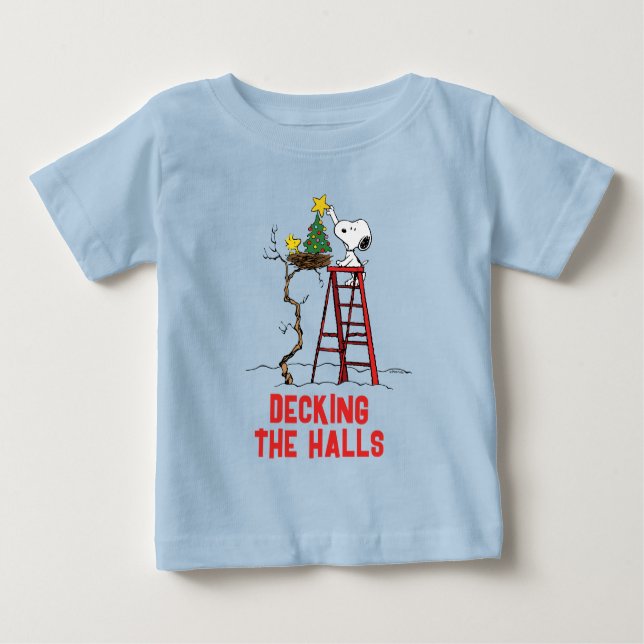 Erdnüsse | Snoopy & Woodstock Weihnachtsbaum Baby T-shirt (Vorderseite)