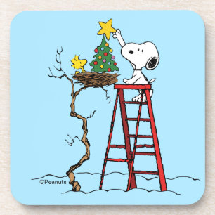 Erdnüsse   Snoopy & Woodstock Weihnachtsbaum Getränkeuntersetzer