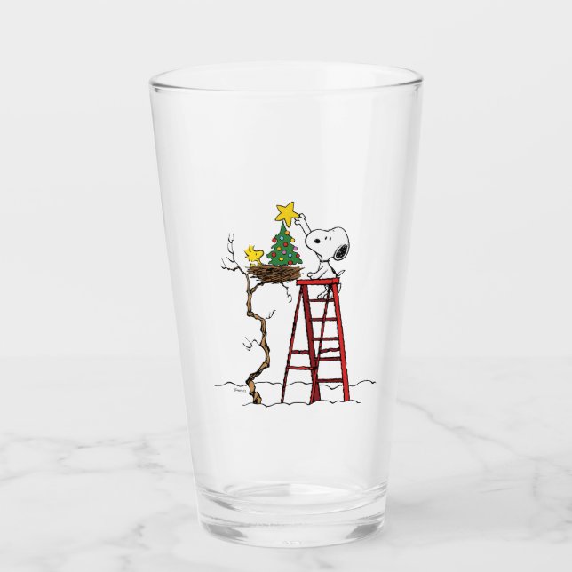 Erdnüsse | Snoopy & Woodstock Weihnachtsbaum Glas (Vorderseite)