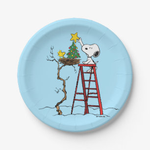 Erdnüsse   Snoopy & Woodstock Weihnachtsbaum Pappteller