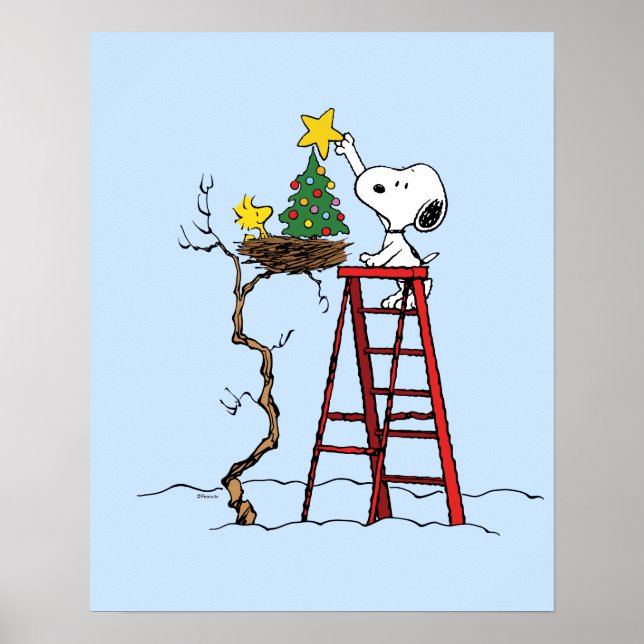 Erdnüsse | Snoopy & Woodstock Weihnachtsbaum Poster (Vorne)