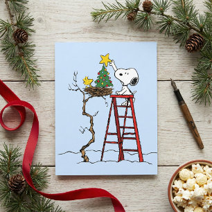 Erdnüsse Snoopy & Woodstock Weihnachtsbaum Postkarte