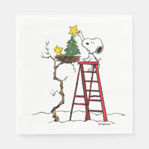 Erdnüsse   Snoopy & Woodstock Weihnachtsbaum Serviette