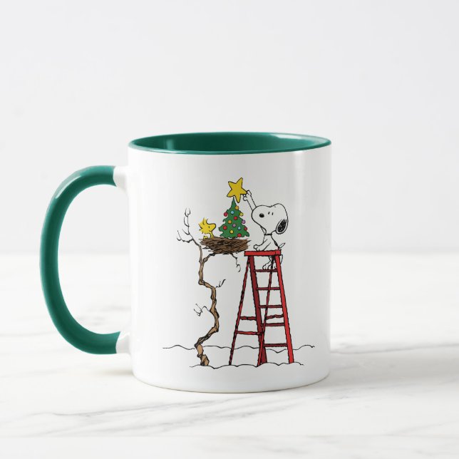 Erdnüsse | Snoopy & Woodstock Weihnachtsbaum Tasse (Links)