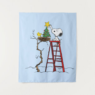 Erdnüsse   Snoopy & Woodstock Weihnachtsbaum Wandteppich