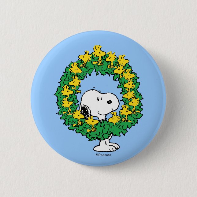 Erdnüsse | Snoopy & Woodstock Weihnachtskranz Button (Vorderseite)