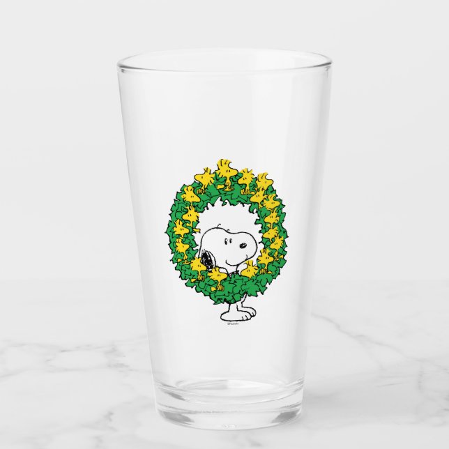 Erdnüsse | Snoopy & Woodstock Weihnachtskranz Glas (Vorderseite)