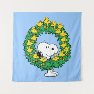 Erdnüsse   Snoopy & Woodstock Weihnachtskranz Wandteppich