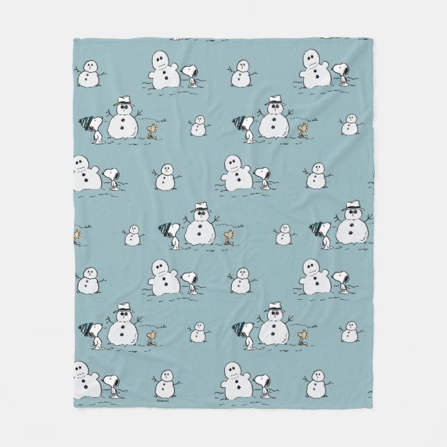 Erdnüsse | Snoopy & Woodstock Winter Break Pattern Fleecedecke (Vorderseite)