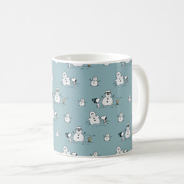 Erdnüsse | Snoopy & Woodstock Winter Break Pattern Kaffeetasse (VorderseiteRechts)