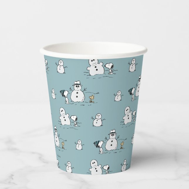 Erdnüsse | Snoopy & Woodstock Winter Break Pattern Pappbecher (Vorderseite)