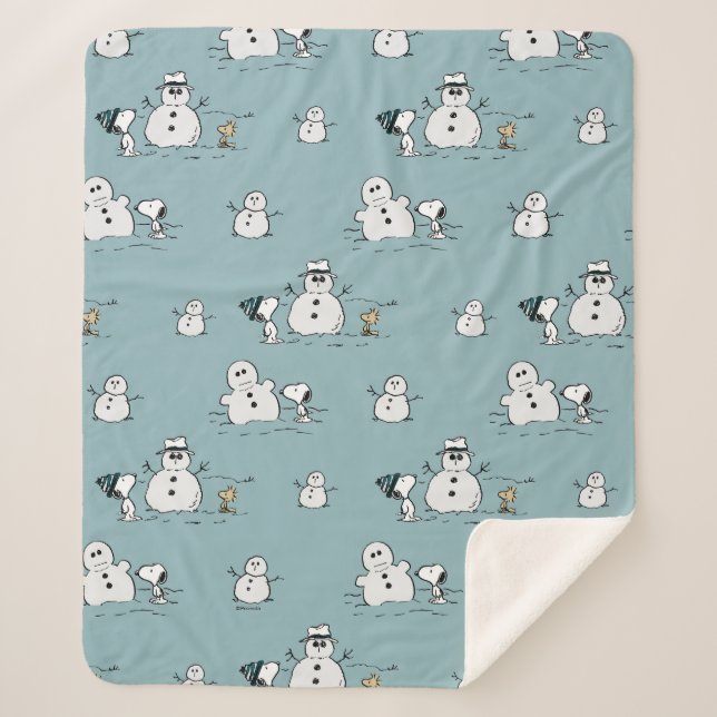 Erdnüsse | Snoopy & Woodstock Winter Break Pattern Sherpadecke (Vorderseite)