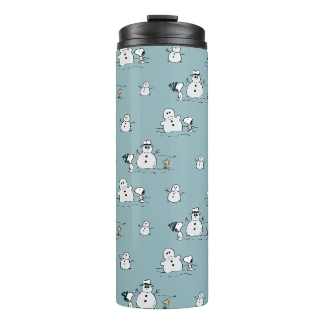 Erdnüsse | Snoopy & Woodstock Winter Break Pattern Thermosbecher (Vorderseite)