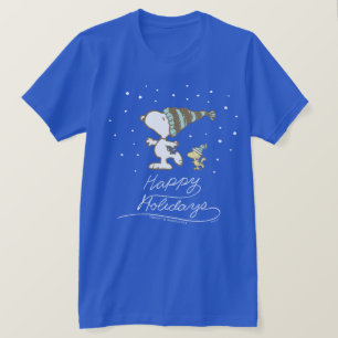 Erdnüsse Snoopy & Woodstock Winter Skaten T-Shirt
