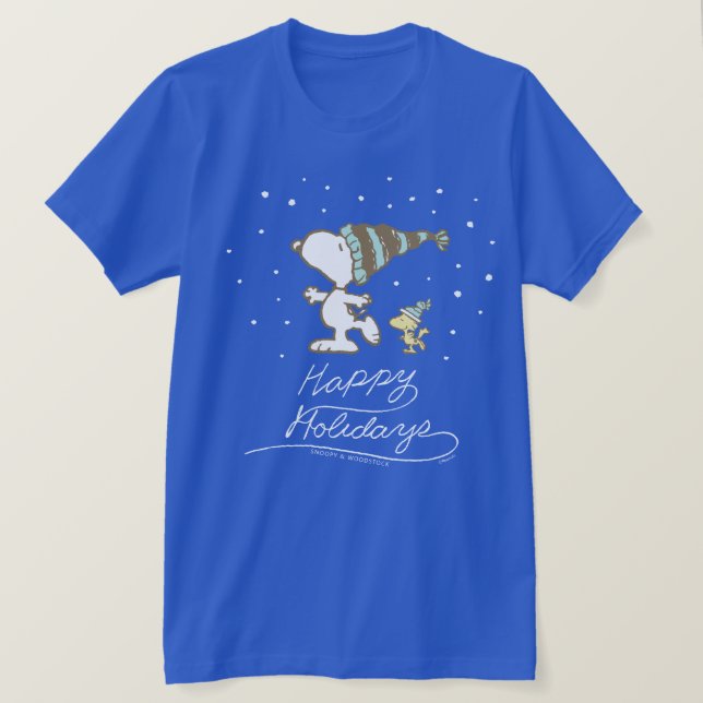 Erdnüsse | Snoopy & Woodstock Winter Skaten T-Shirt (Design vorne)
