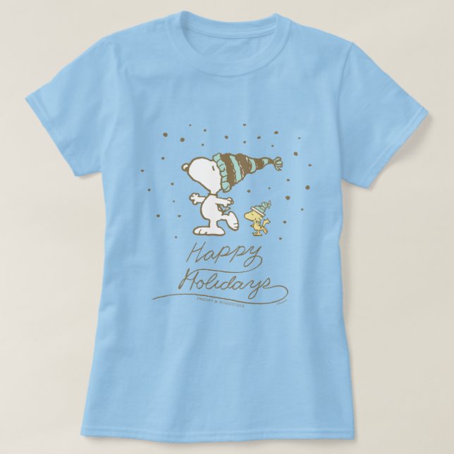 Erdnüsse | Snoopy & Woodstock Winter Skaten T-Shirt (Design vorne)