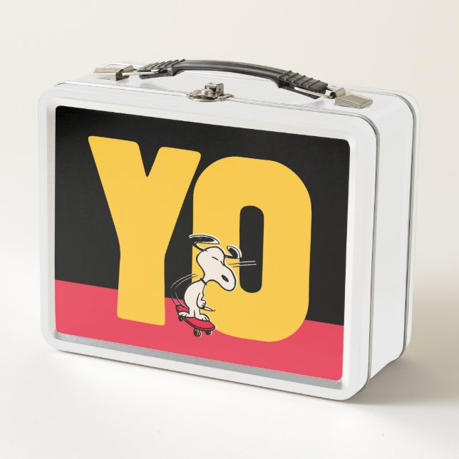 Erdnüsse | Snoopy YO Skateboard Metall Brotdose (Vorderseite)