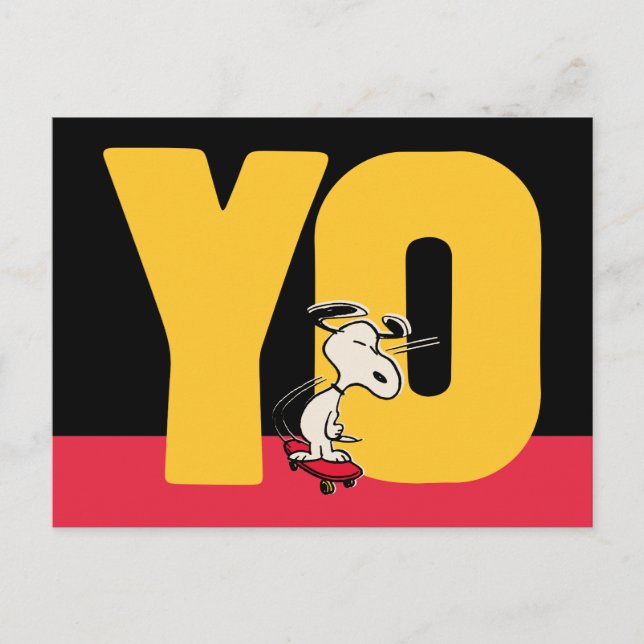 Erdnüsse | Snoopy YO Skateboard Postkarte (Vorderseite)