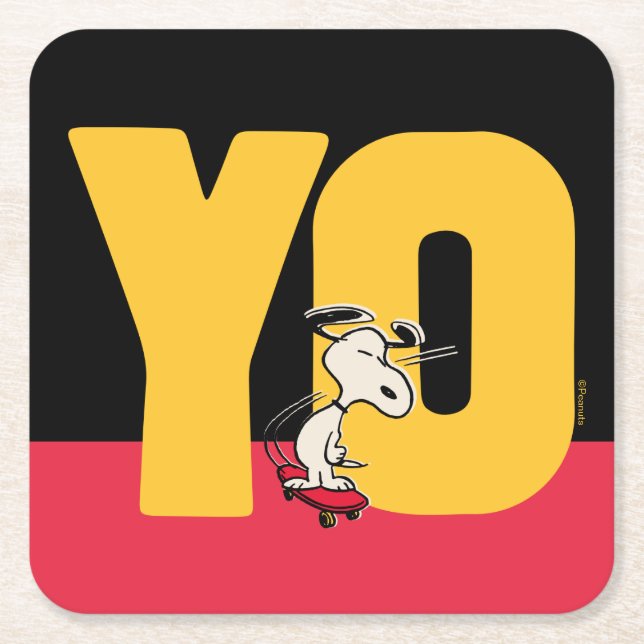 Erdnüsse | Snoopy YO Skateboard Rechteckiger Pappuntersetzer (Vorderseite)