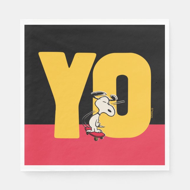 Erdnüsse | Snoopy YO Skateboard Serviette (Vorderseite)