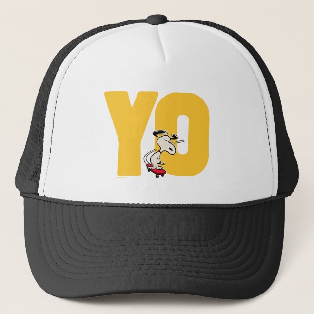 Erdnüsse | Snoopy YO Skateboard Truckerkappe (Vorderseite)