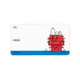 Erdnüsse   Snoopy's Dog House mit dem Lichts-Gesch Adressaufkleber