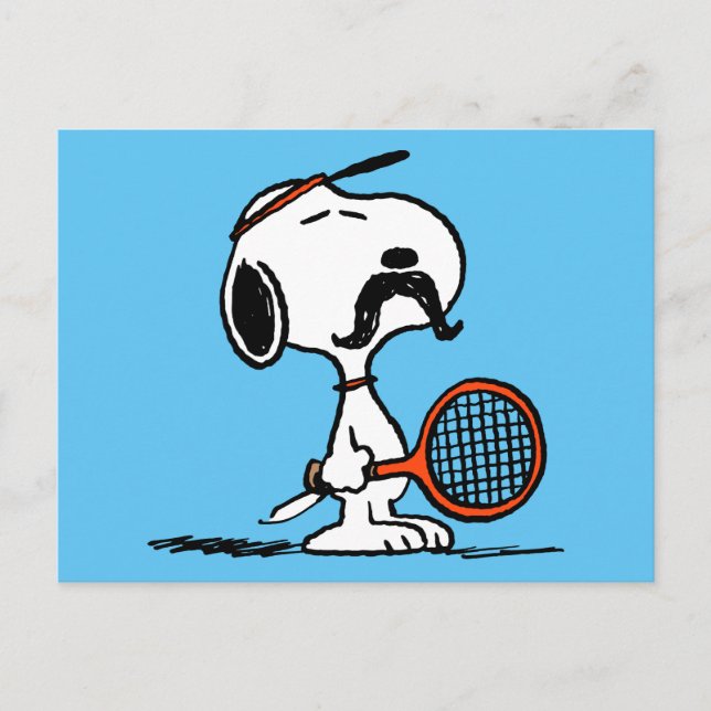 Erdnüsse | Snoopy's Mustache Playing Tennis Postkarte (Vorderseite)