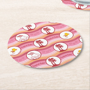 Erdnüsse   Tropische Süsse aus Snoopy und Holz Runder Pappuntersetzer