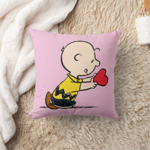 Erdnüsse   Valentinstag Charlie Brown Red Heart Kissen