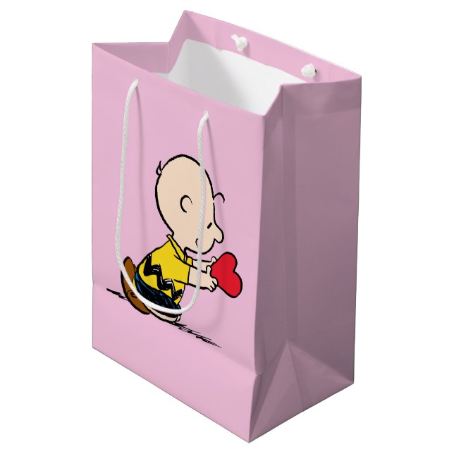 Erdnüsse | Valentinstag Charlie Brown Red Heart Mittlere Geschenktüte (Vorderseite Schrägansicht)